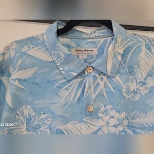 Tommy Bahama Light Blue and White Floral Shirt